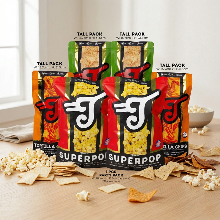 Taters Home Party Snack Deal - Superpop Popcorn, Tortilla Chips, Tofu Chips (good for 8-10 pax)